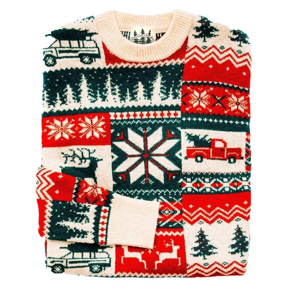 Kiel James Patrick The Christmas Patchwork Sweater Fair Isle Winter Holiday KJP - Picture 3 of 12